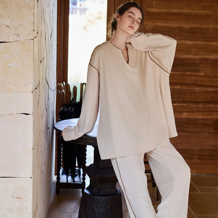 Smooth fleece piping loungewear