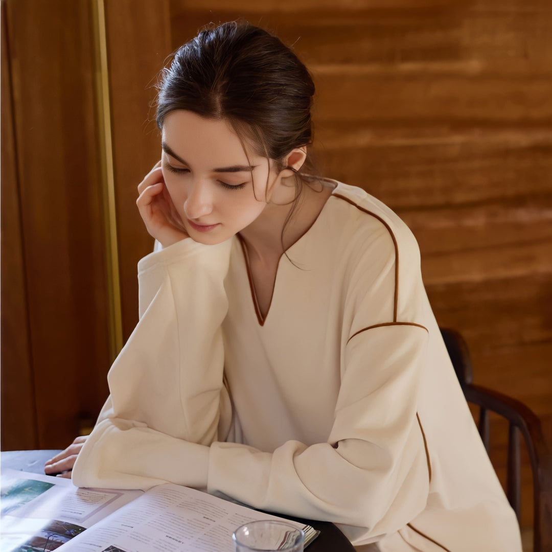 Smooth fleece piping loungewear