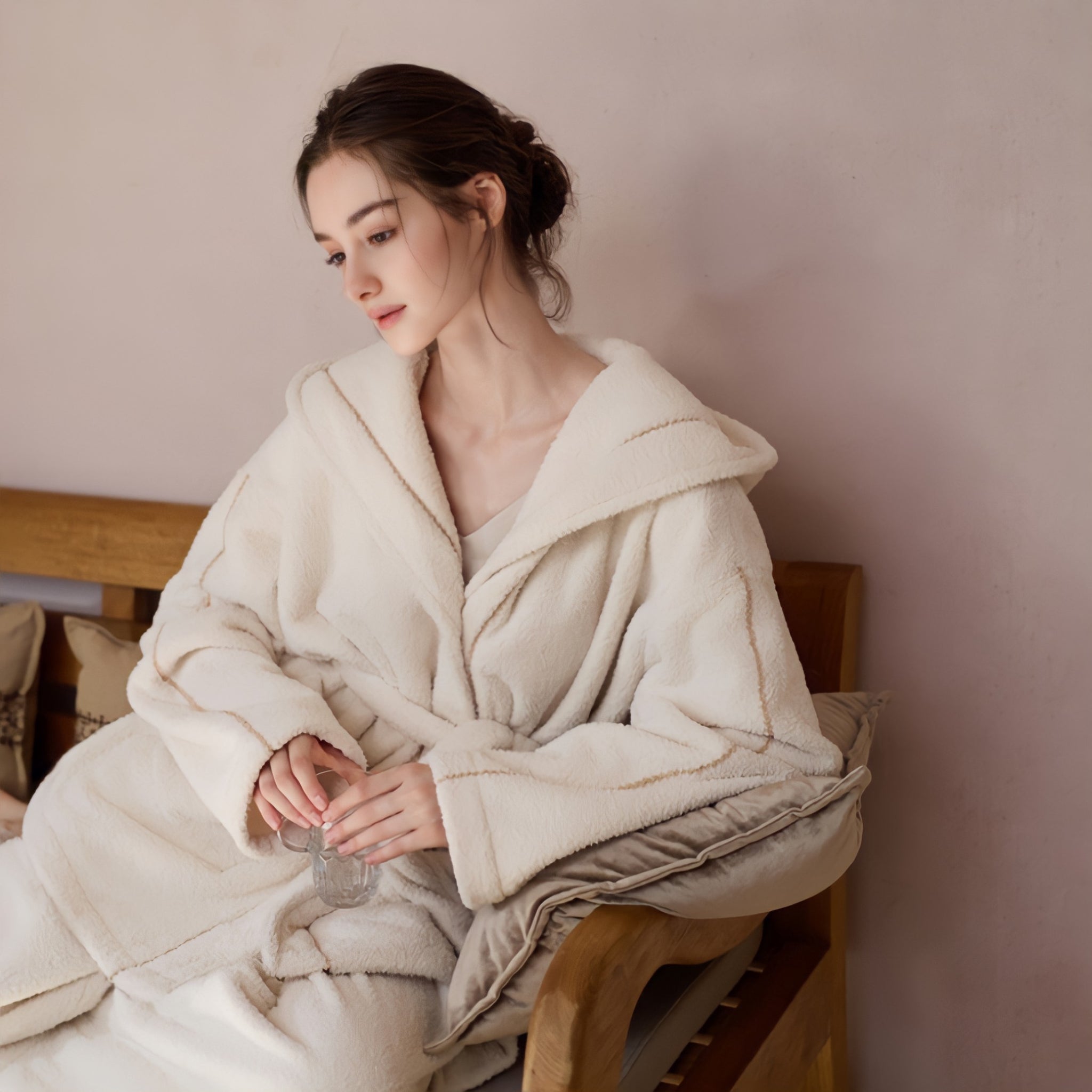 ガウンスタイルふわもこルームウェア