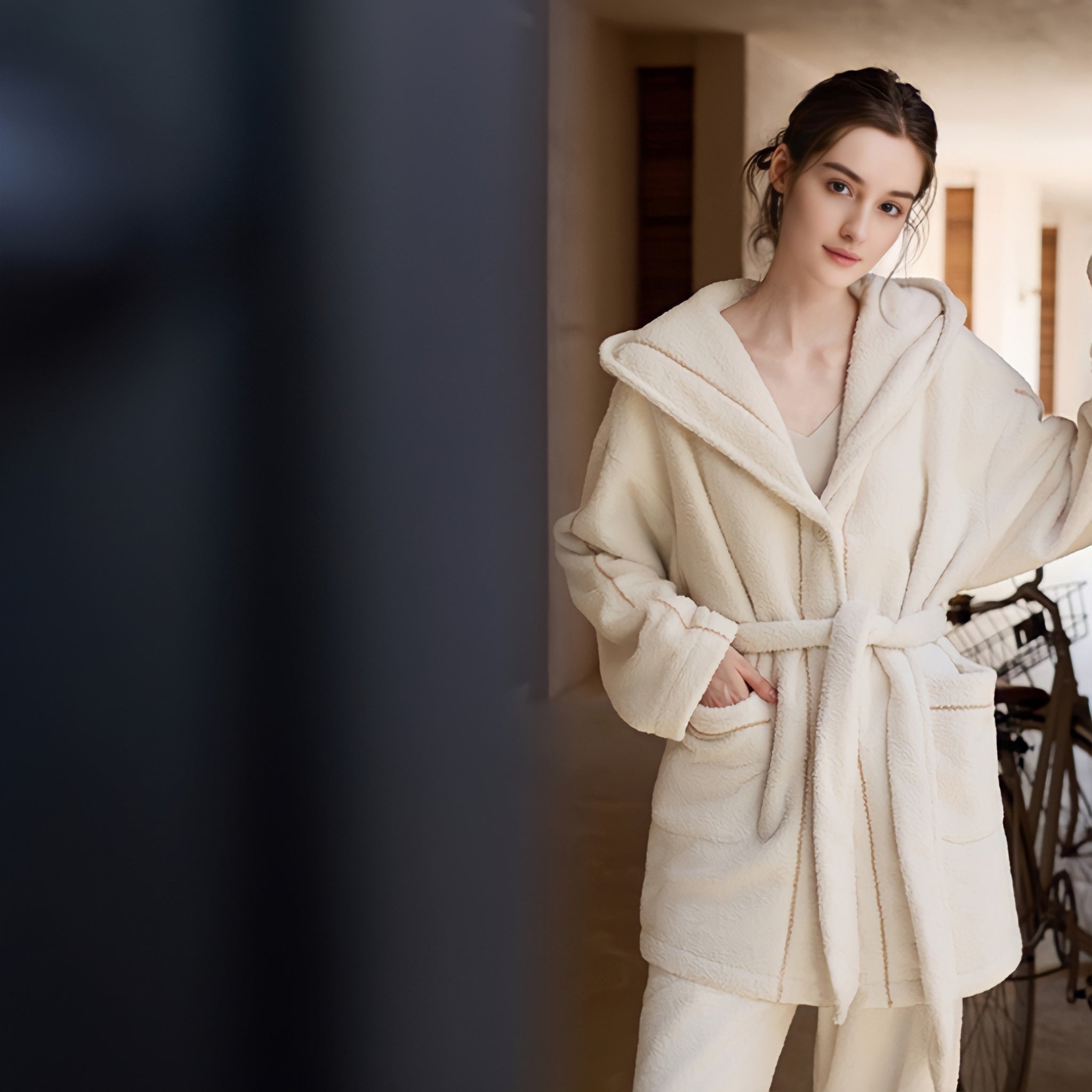 ガウンスタイルふわもこルームウェア