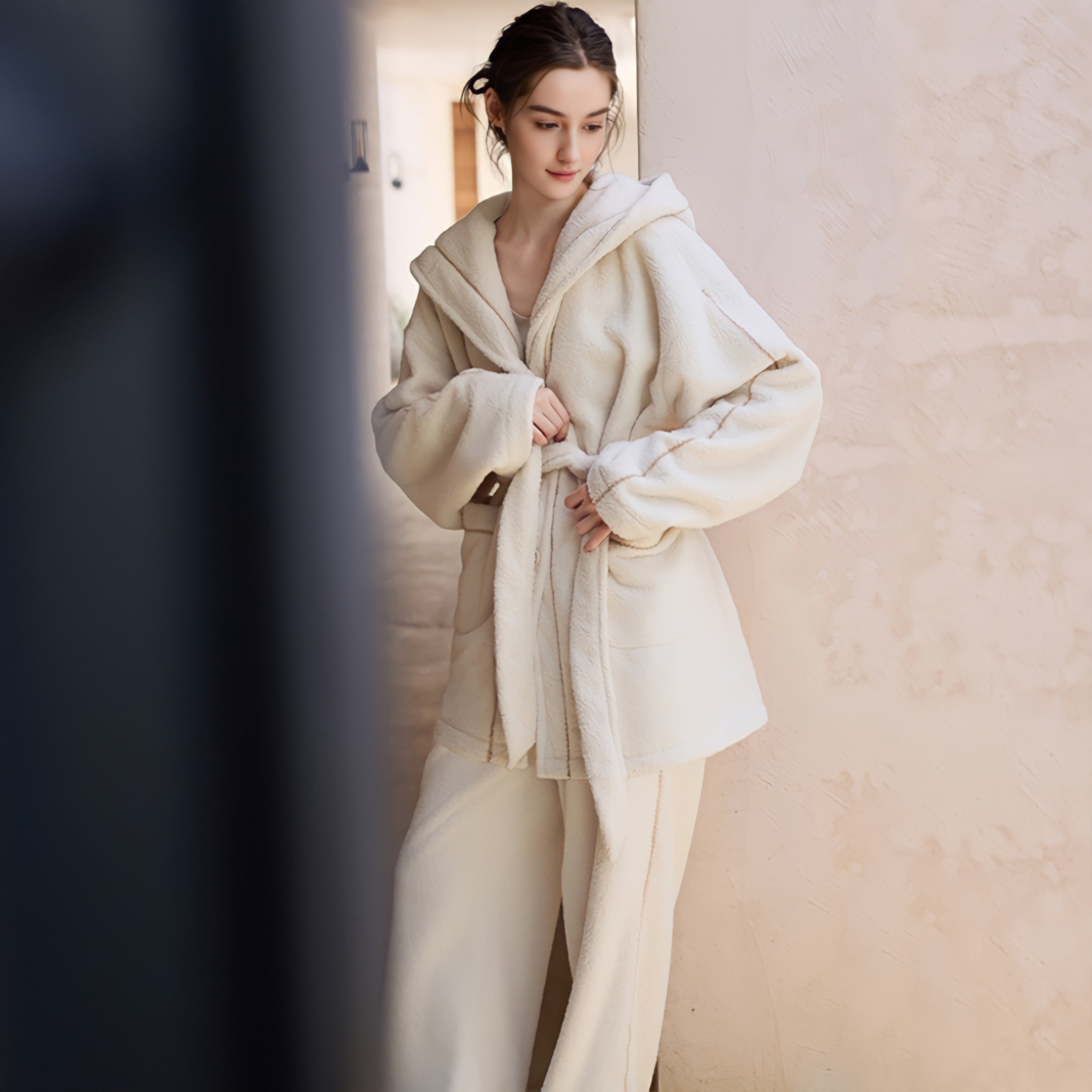 ガウンスタイルふわもこルームウェア