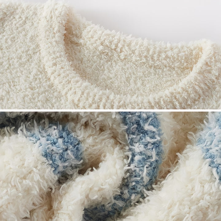 ボーダーパターンふわもこルームウェア