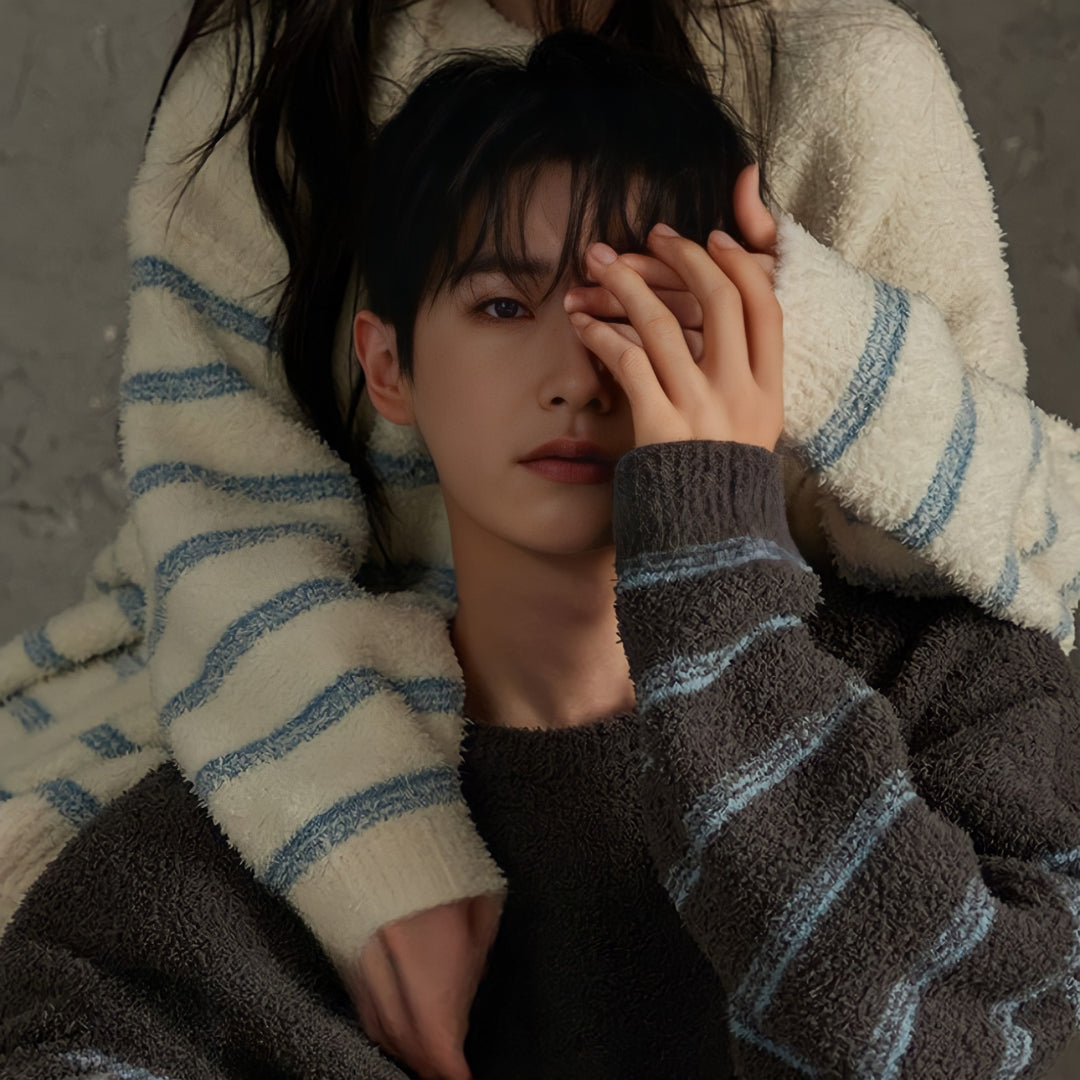 ボーダーパターンふわもこルームウェア