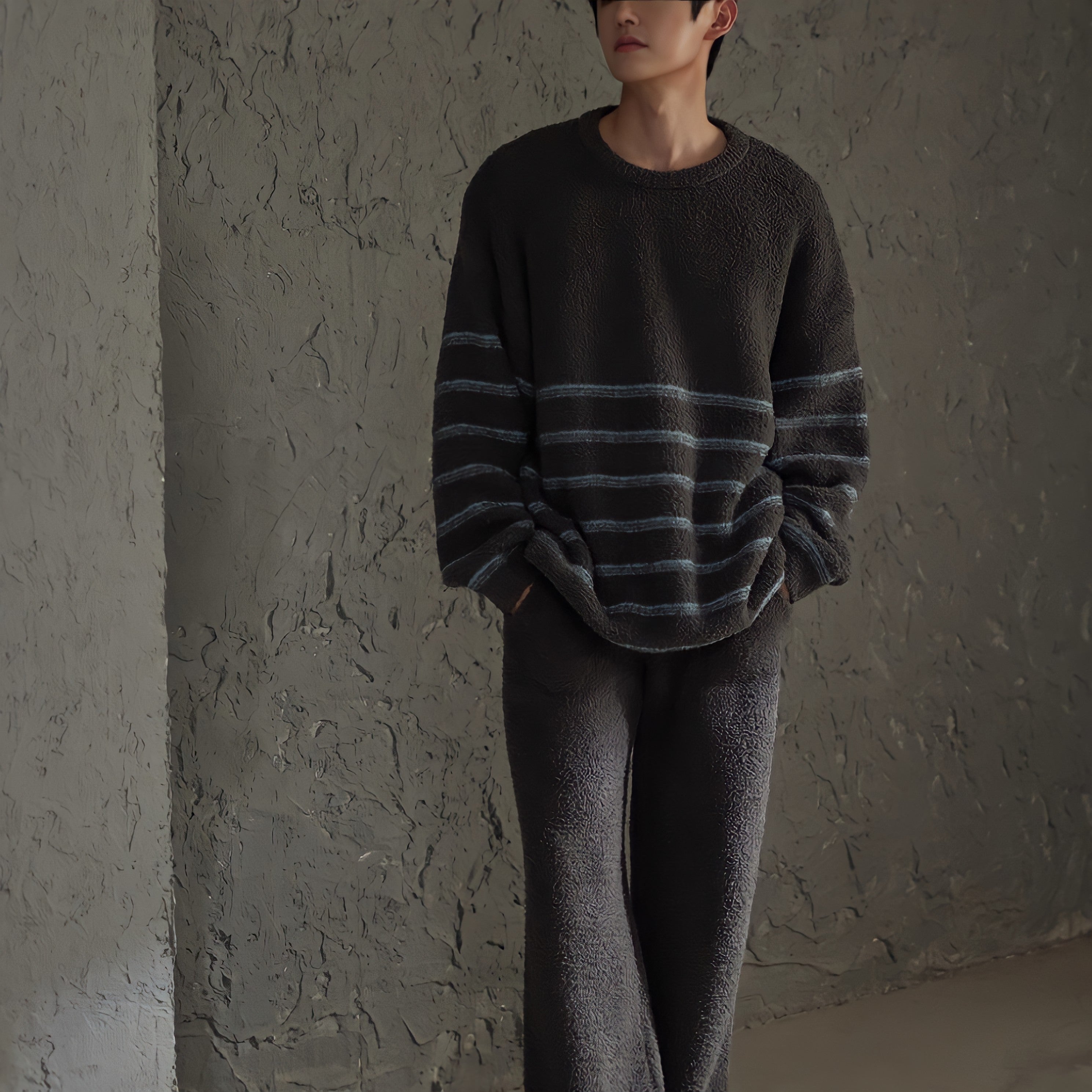 ボーダーパターンふわもこルームウェア