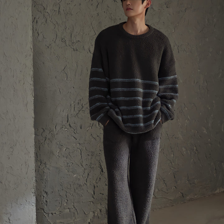 ボーダーパターンふわもこルームウェア