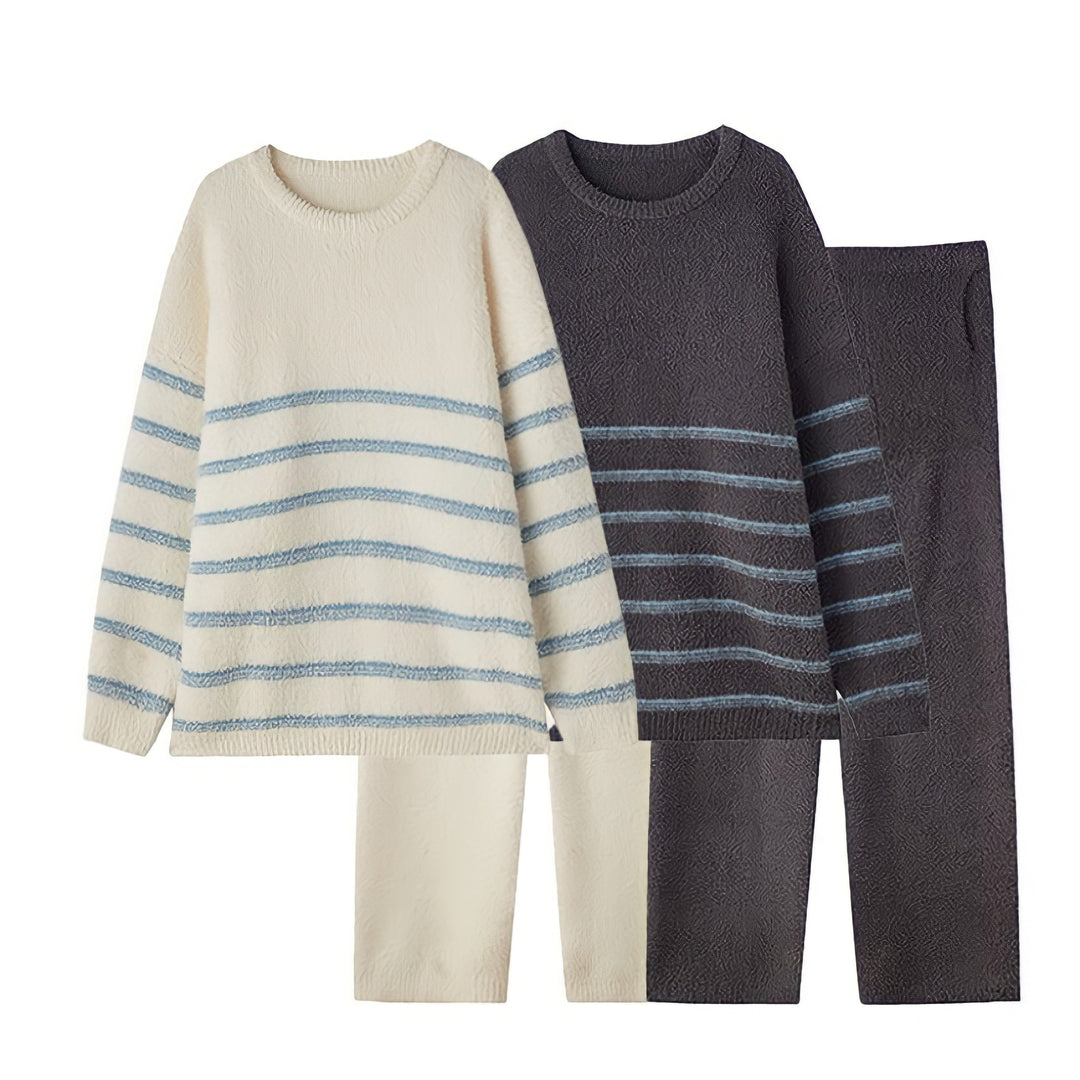 ボーダーパターンふわもこルームウェア