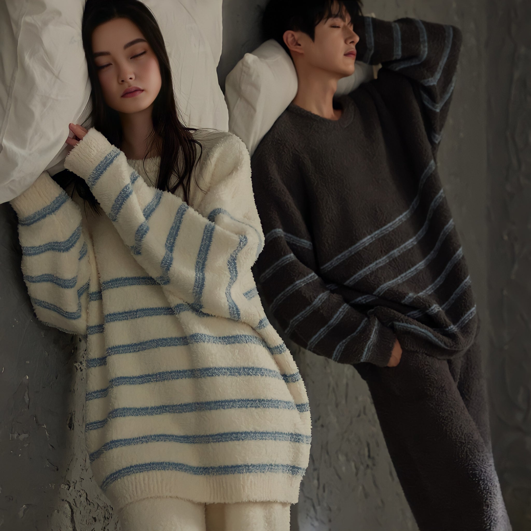 ボーダーパターンふわもこルームウェア