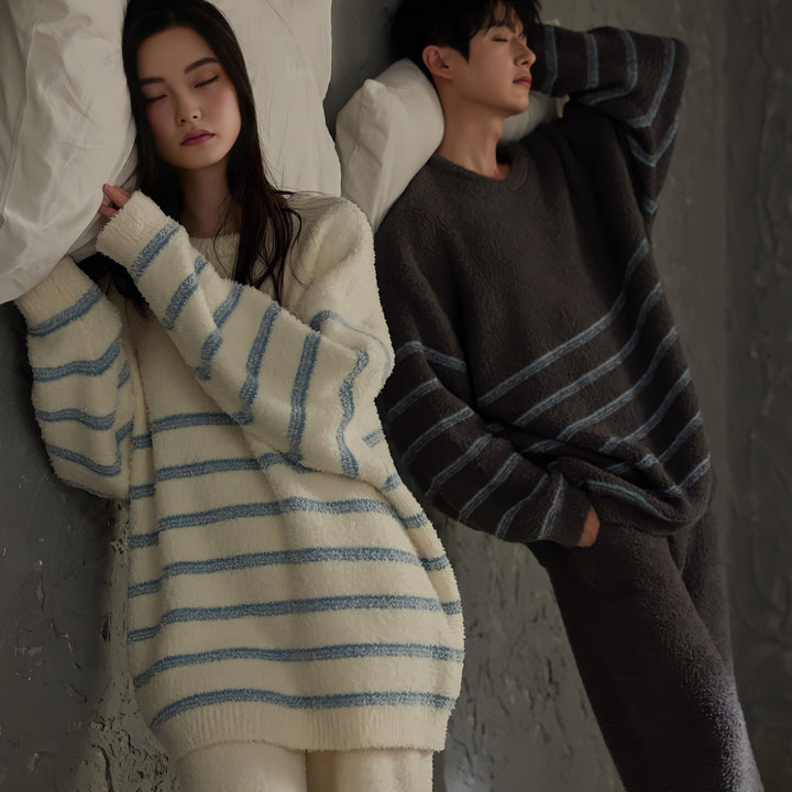 ボーダーパターンふわもこルームウェア