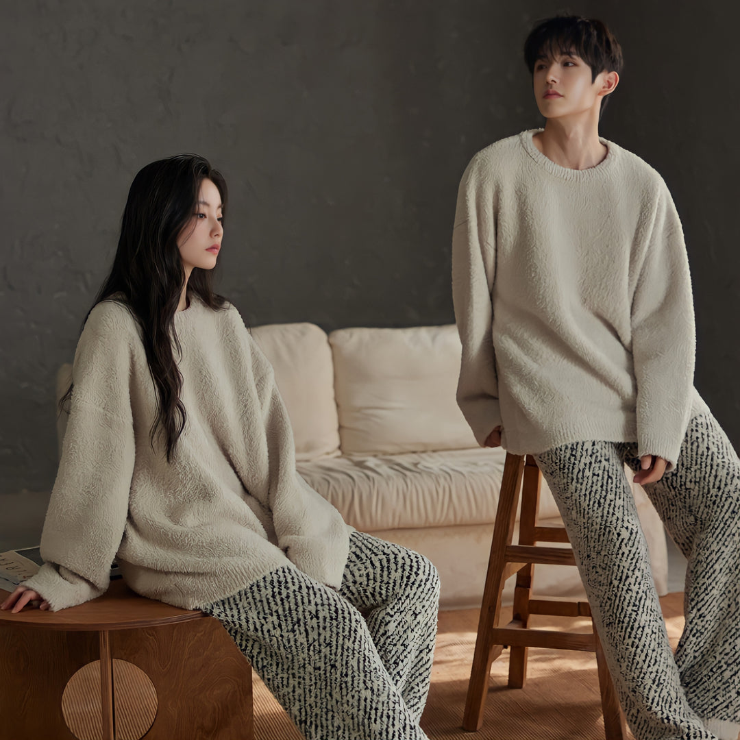Fluffy mixed pattern loungewear