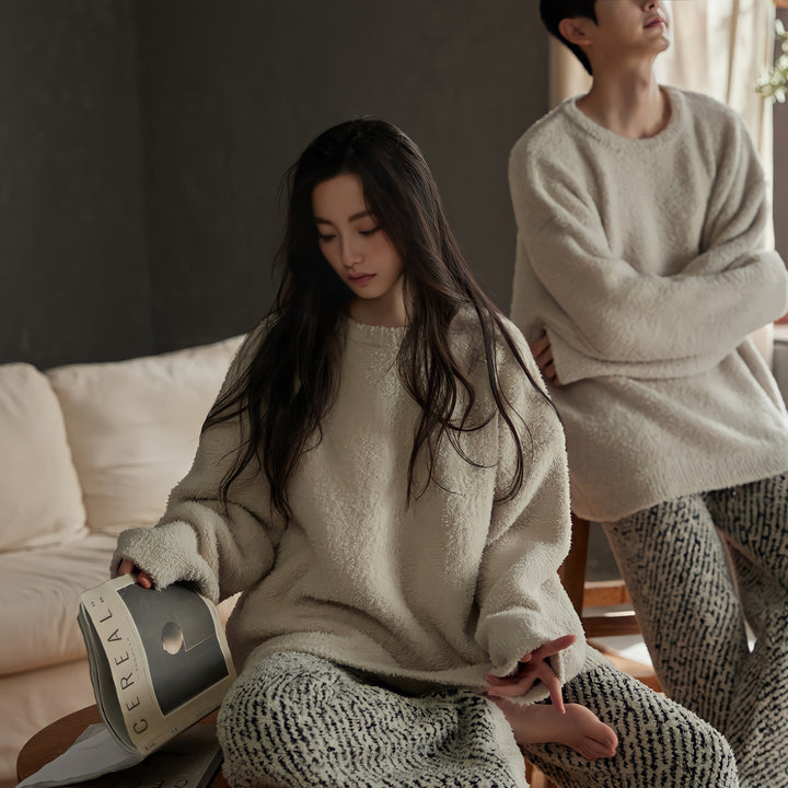Fluffy mixed pattern loungewear
