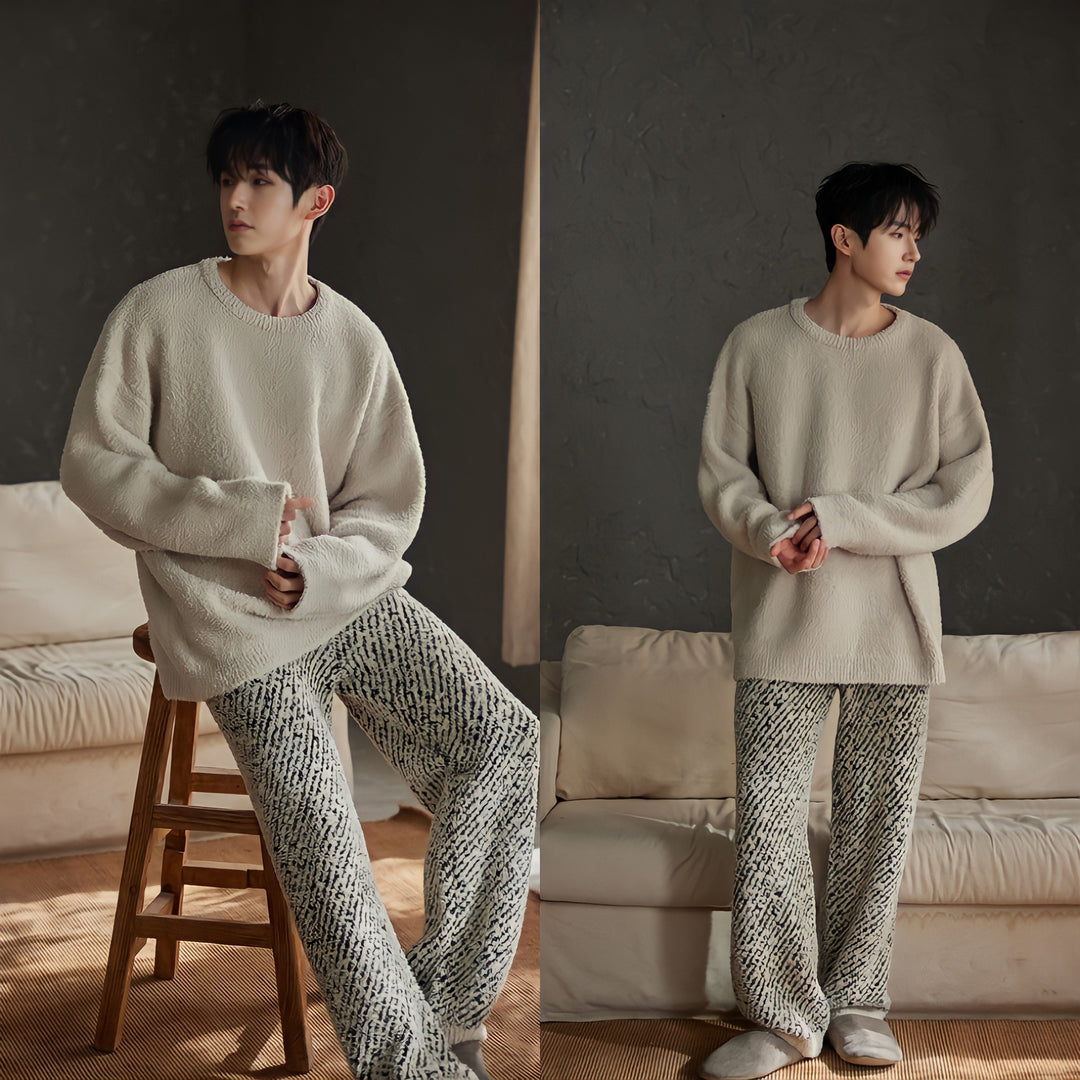 Fluffy mixed pattern loungewear