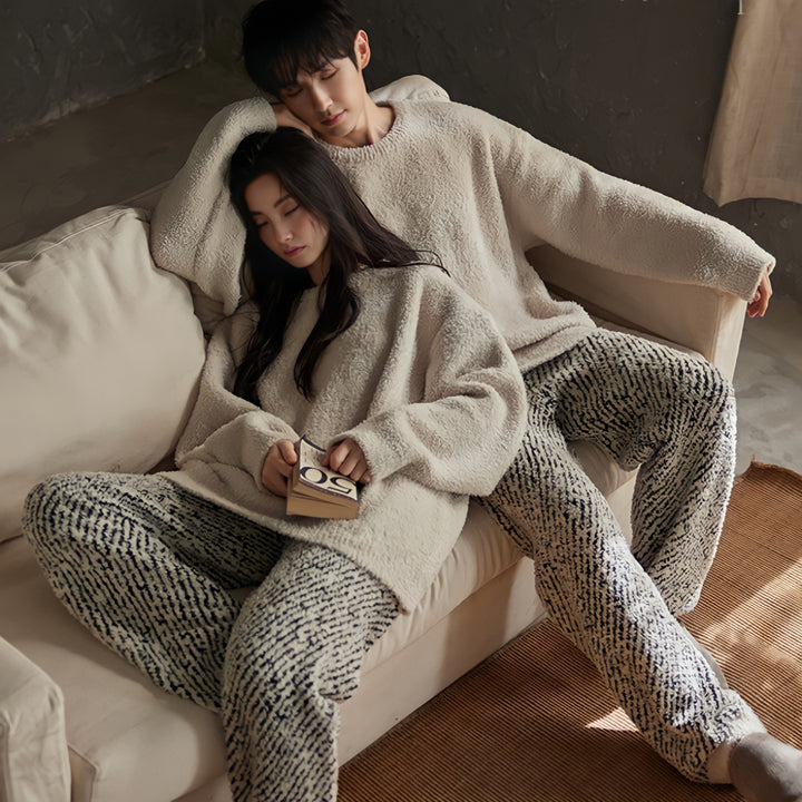 Fluffy mixed pattern loungewear