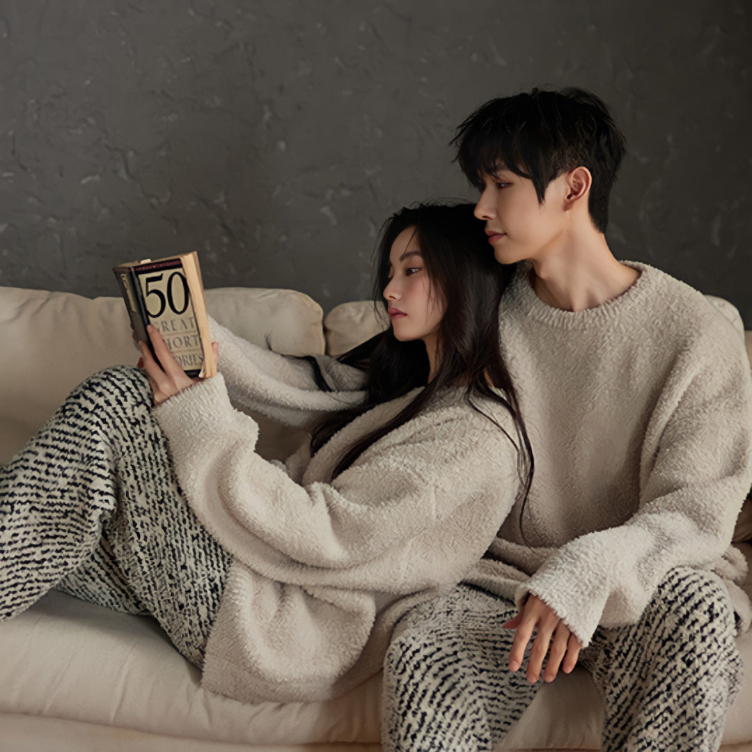 Fluffy mixed pattern loungewear