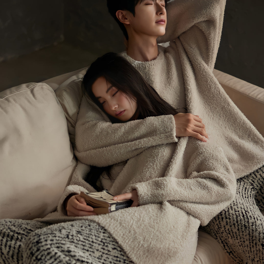 Fluffy mixed pattern loungewear