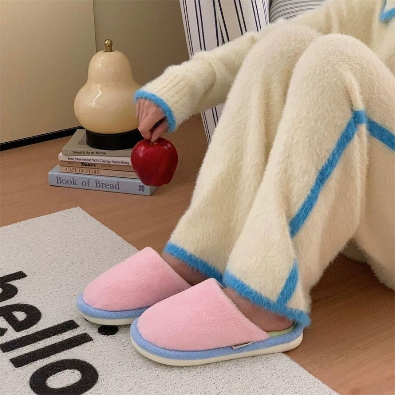 マカロンカラーふわふわスリッパ
