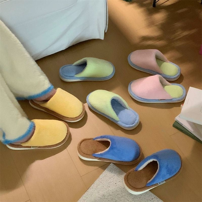 マカロンカラーふわふわスリッパ