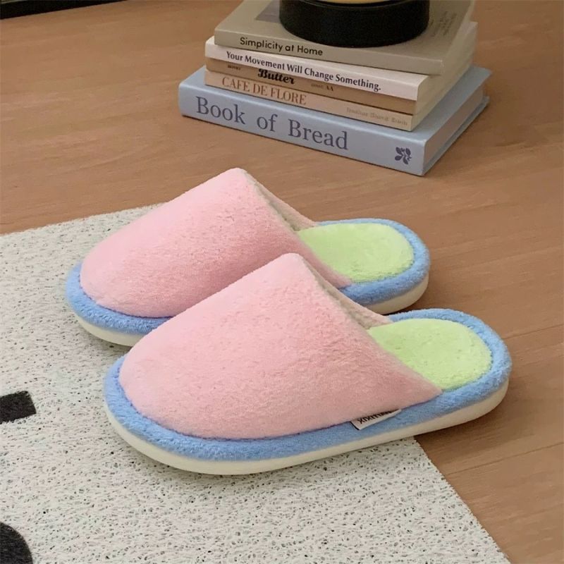 マカロンカラーふわふわスリッパ