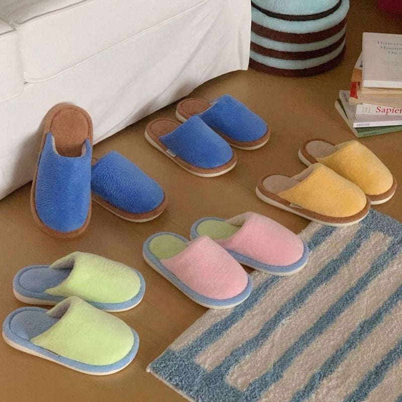 マカロンカラーふわふわスリッパ