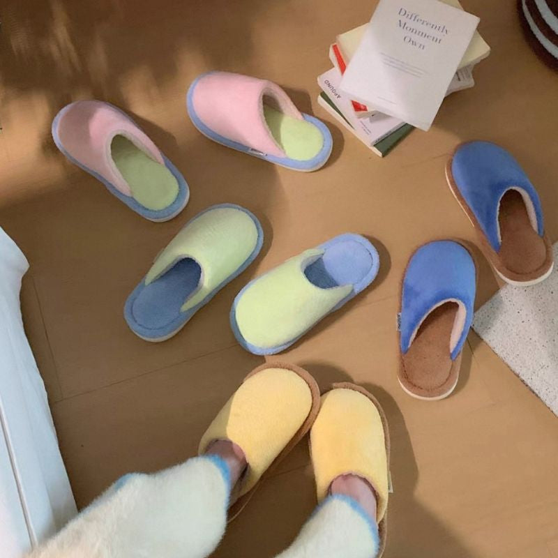 マカロンカラーふわふわスリッパ