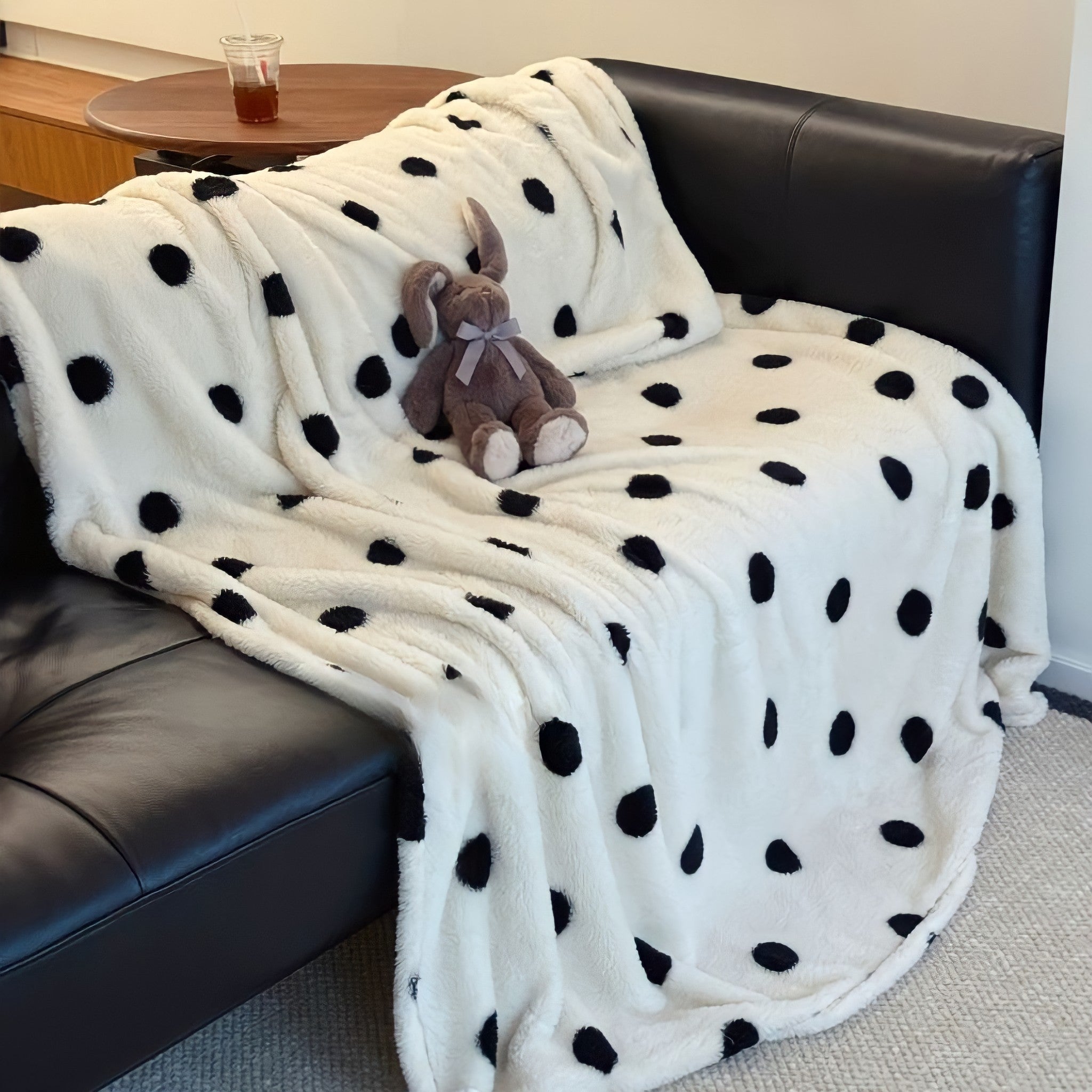 White Dot Fleece Blanket