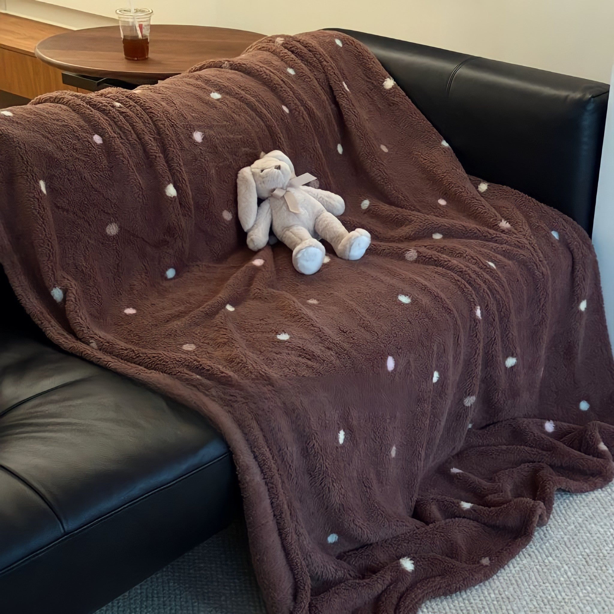Brown Dot Fleece Blanket