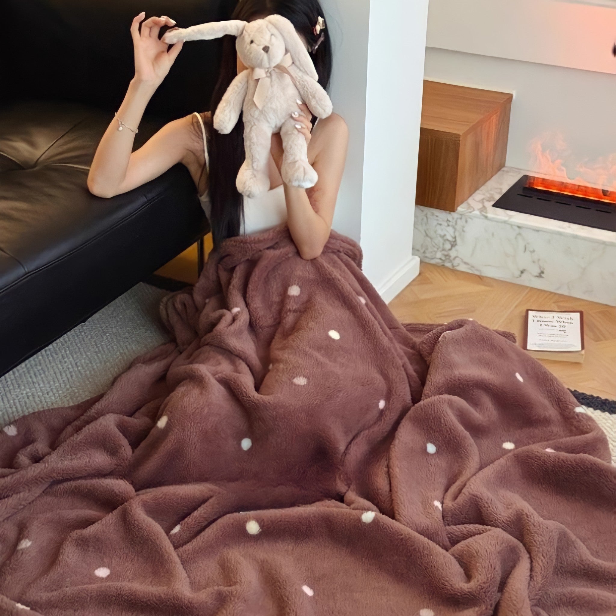 Brown Dot Fleece Blanket