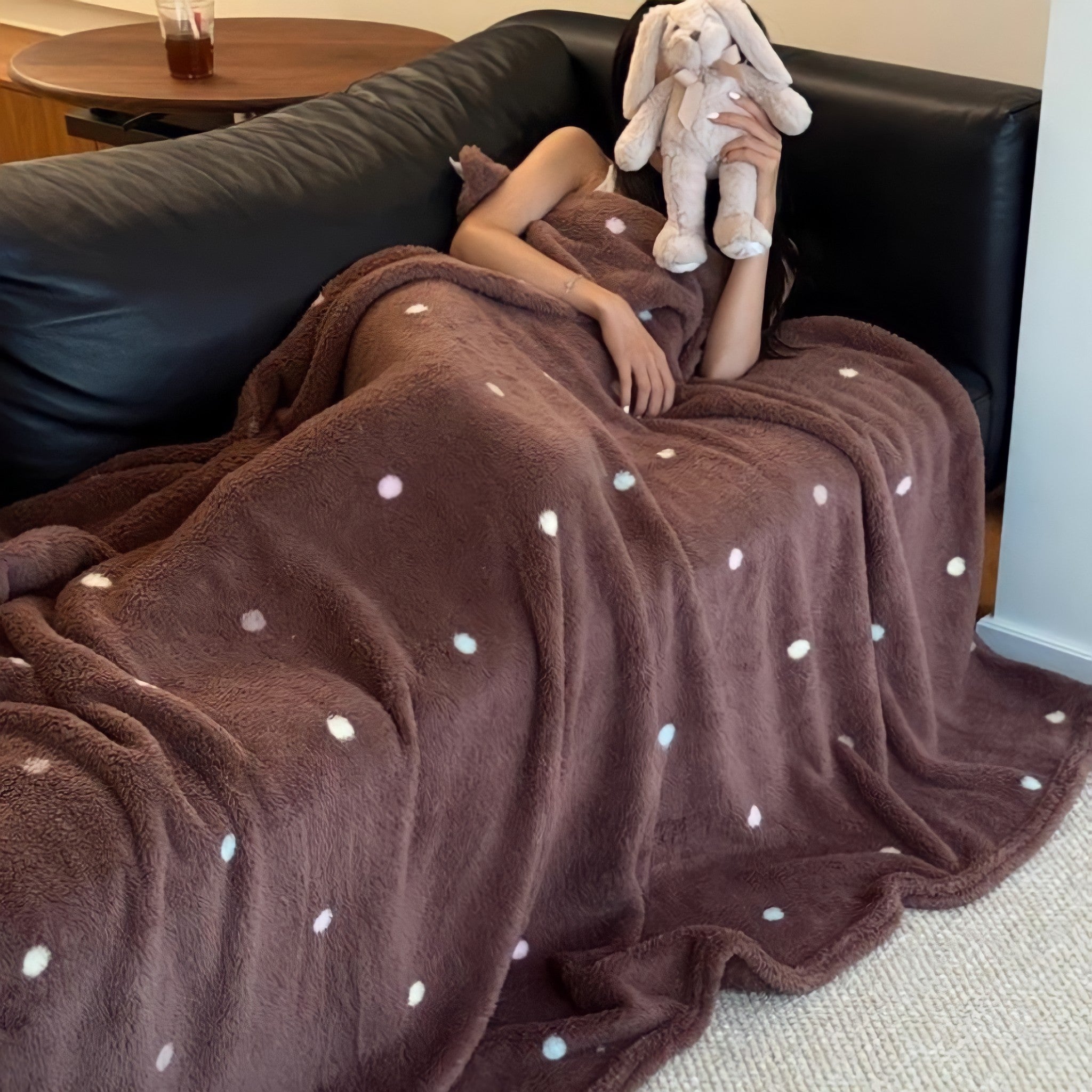 Brown Dot Fleece Blanket