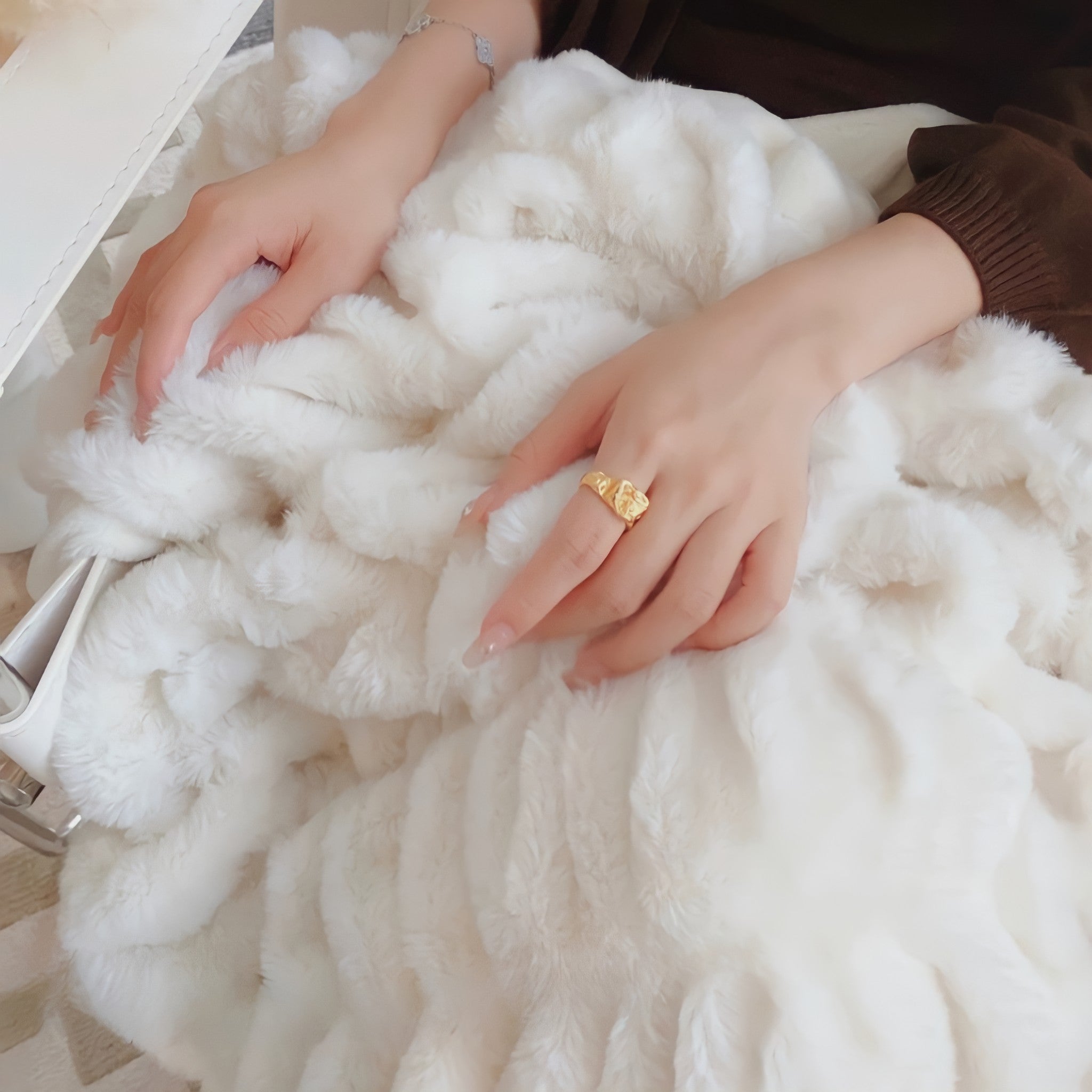 Cream fur blanket