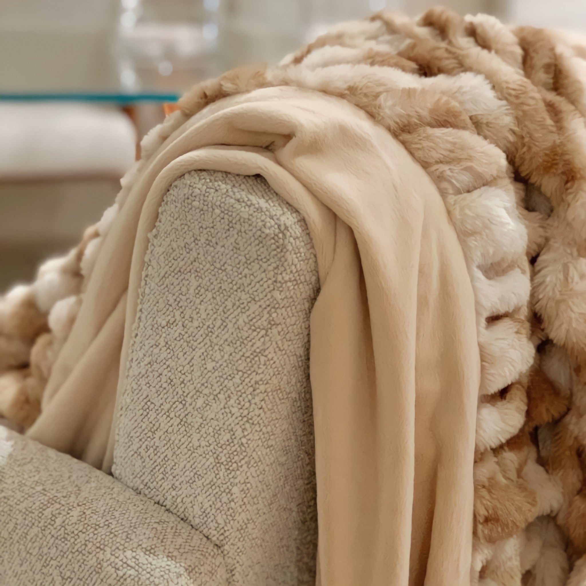 Cream fur blanket