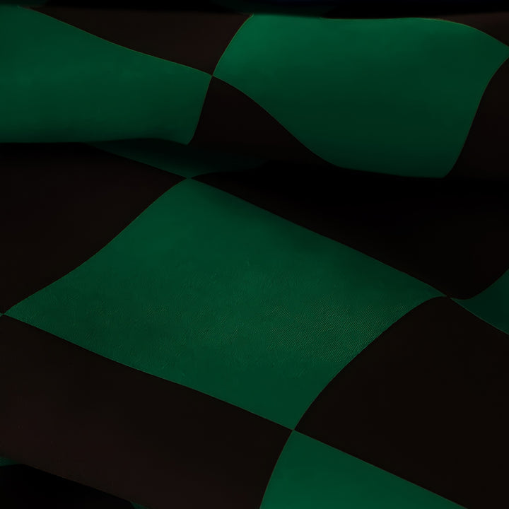 ブロックチェックスエードライクシートクッション ブルー