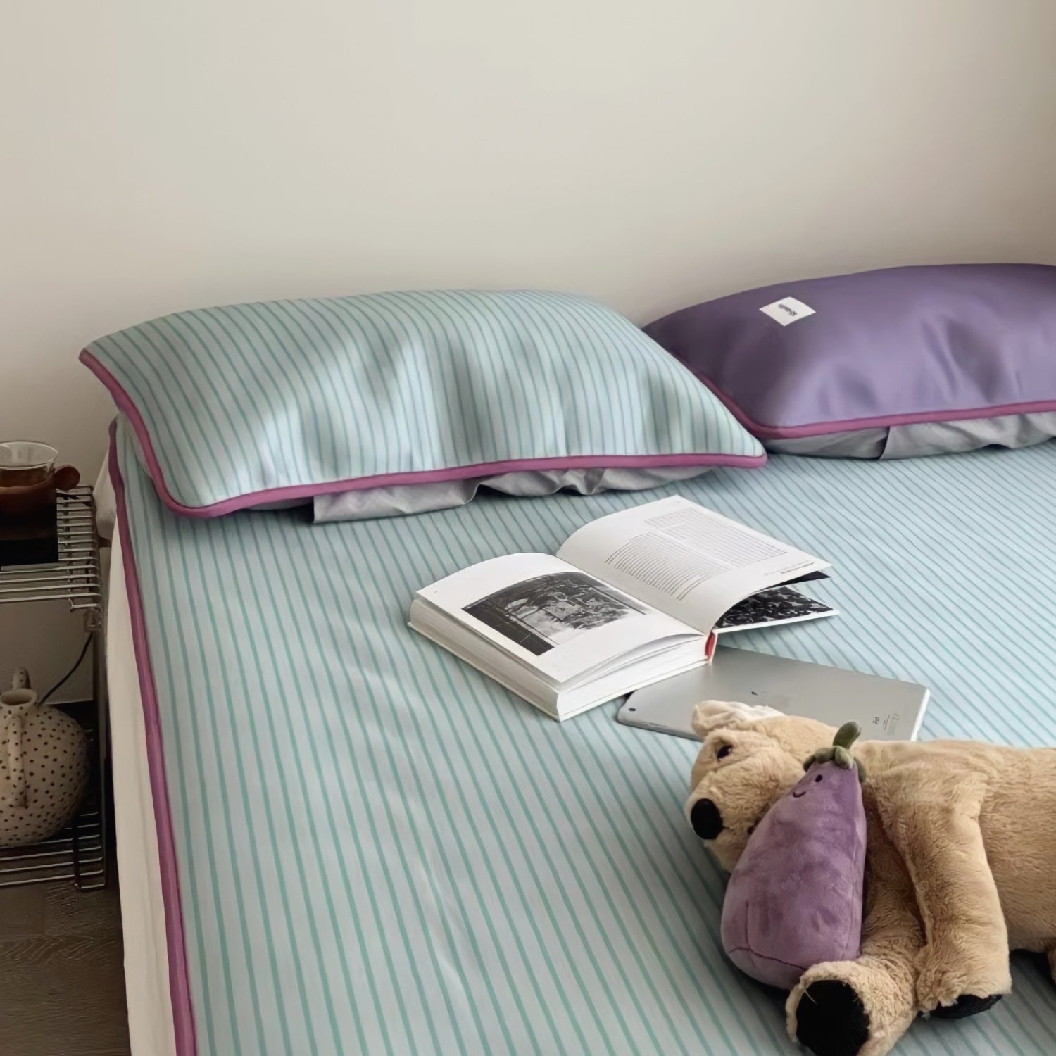 Soft Cool Ice Silk Stripe Mat Set 