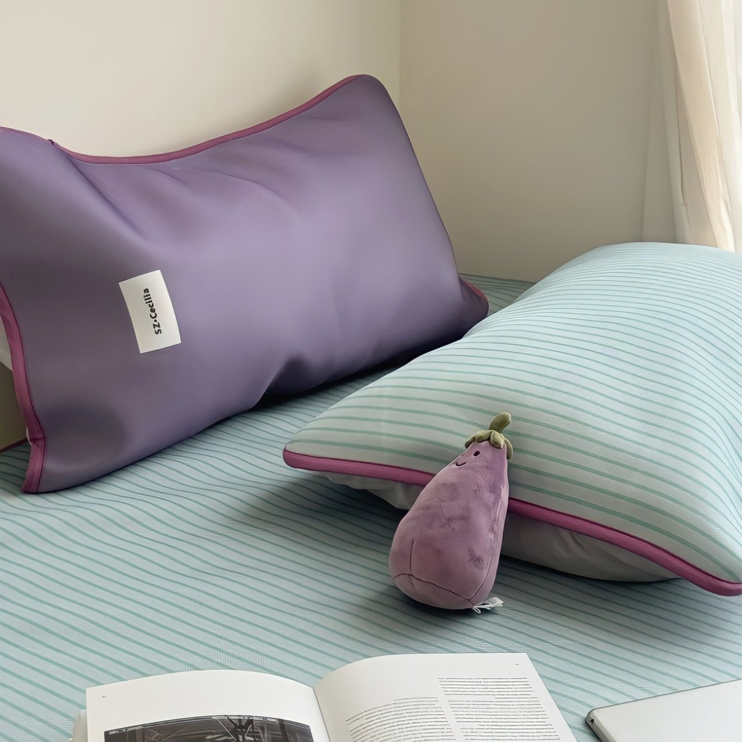 Soft Cool Ice Silk Stripe Mat Set 
