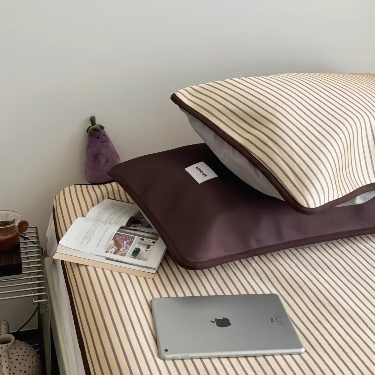 Soft Cool Ice Silk Stripe Mat Set 