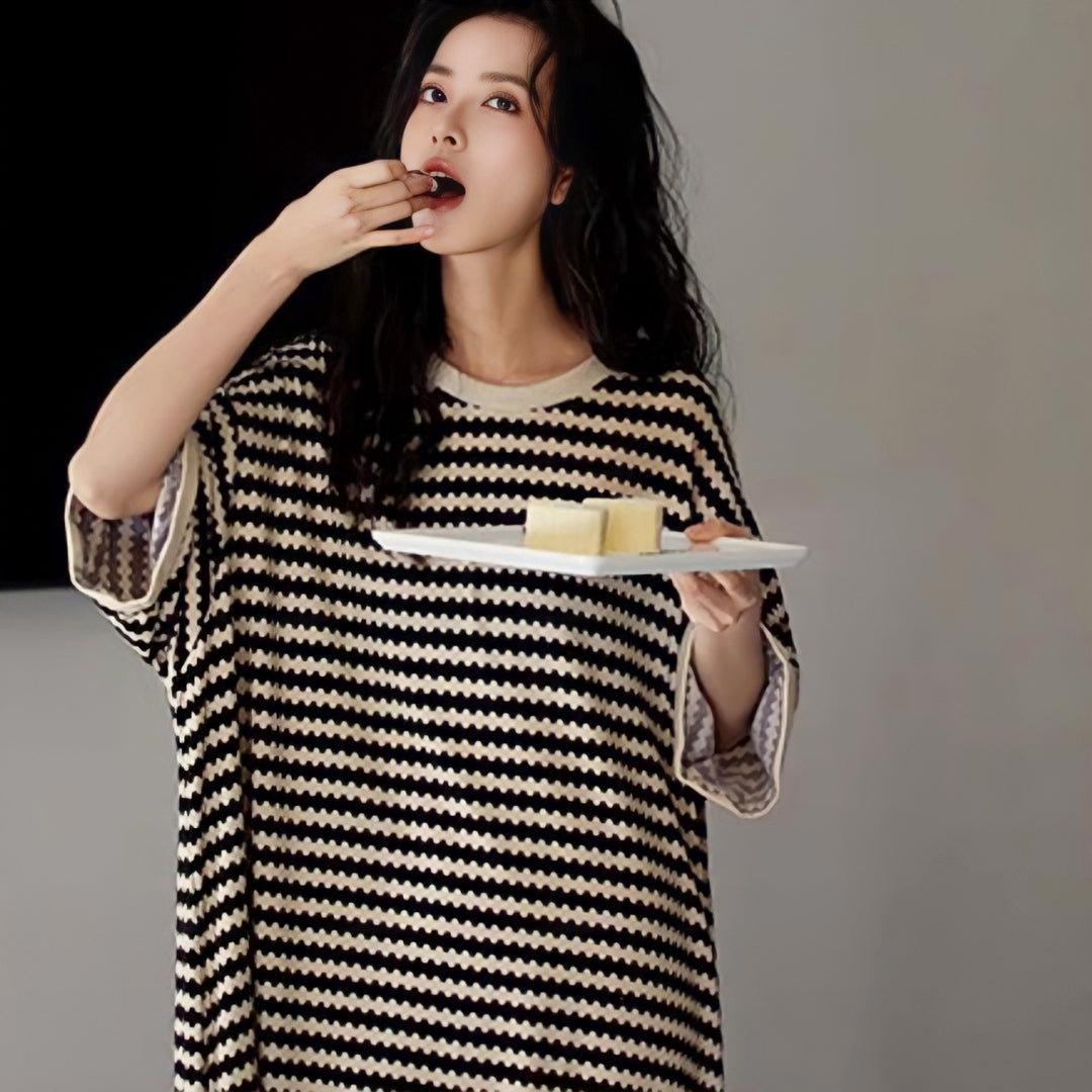 Wave Border Loungewear Dress