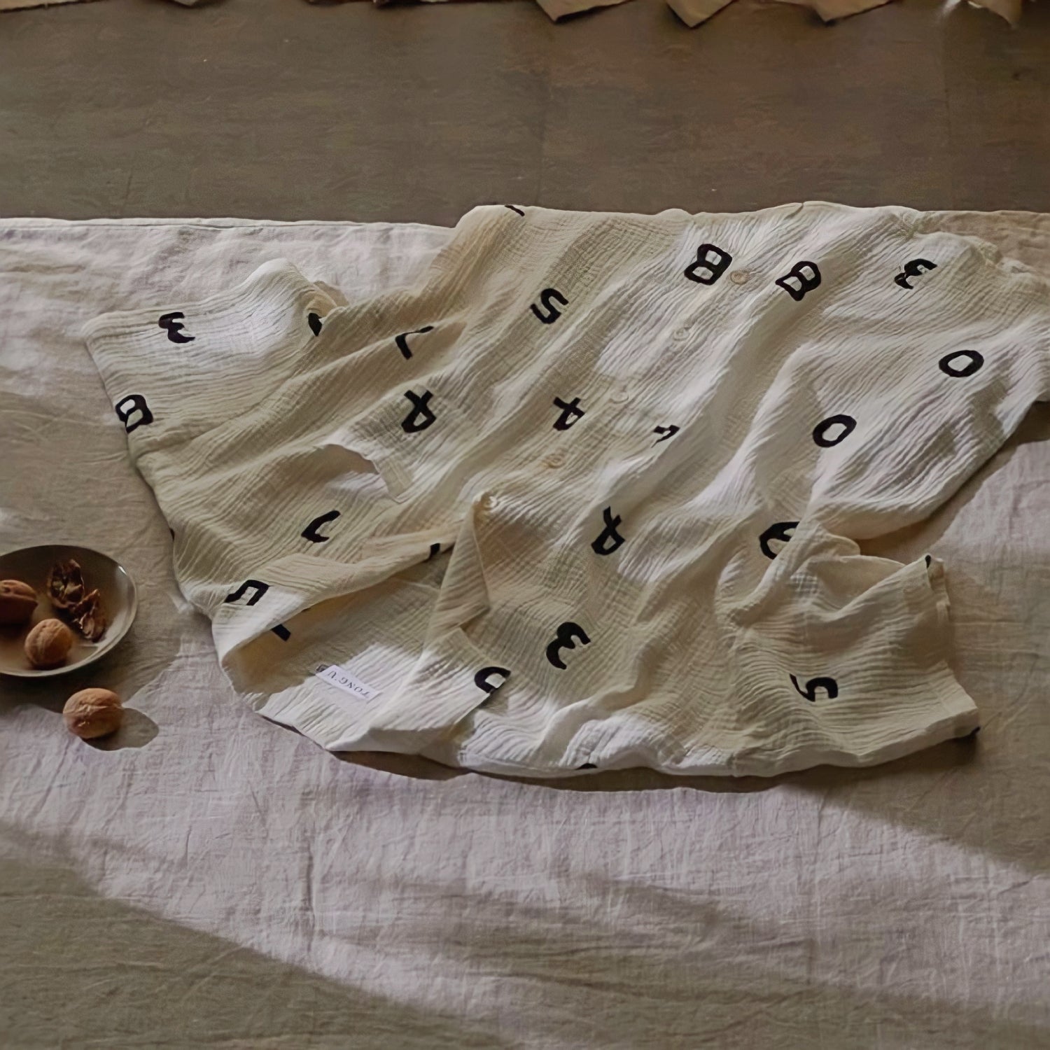 Number Print Cotton Gauze Pajamas 