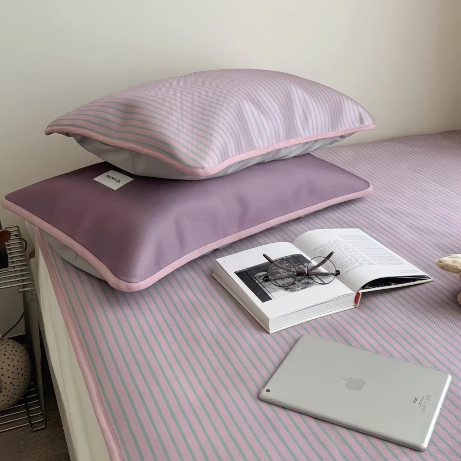 Soft Cool Ice Silk Stripe Mat Set 