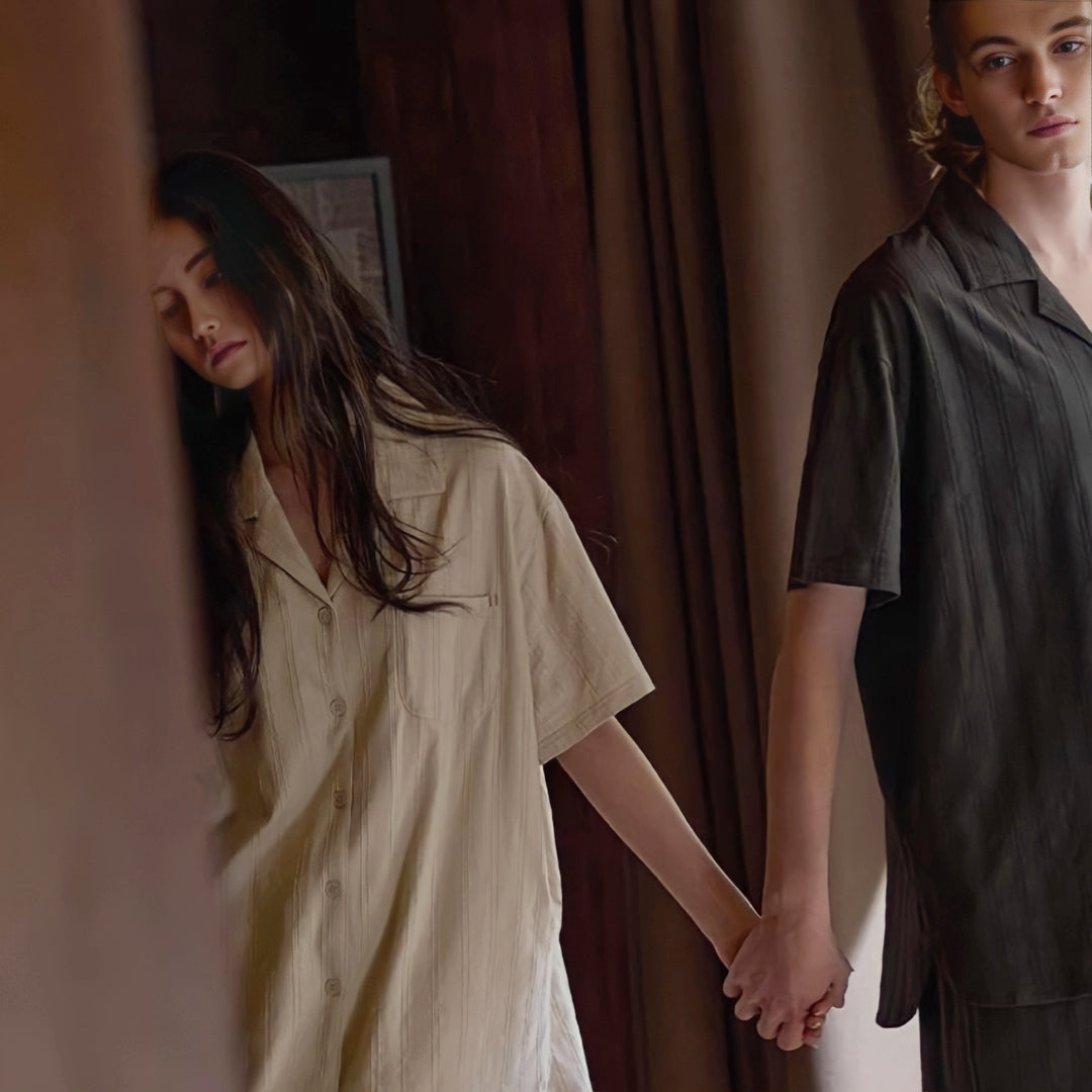 Cotton Stripe Natural Pajamas 