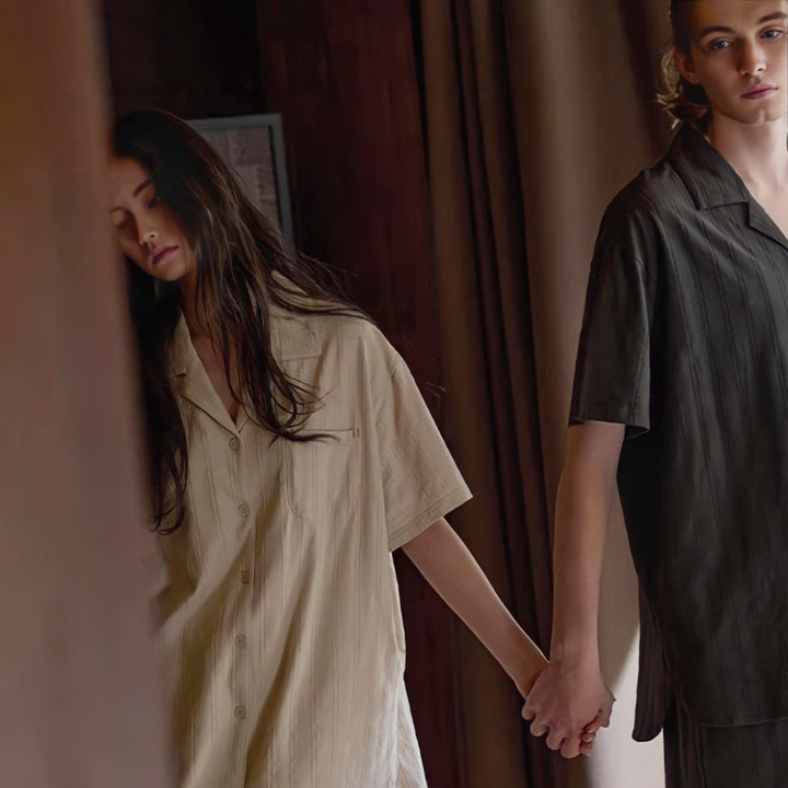 Cotton Stripe Natural Pajamas 