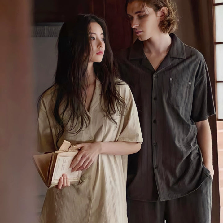 Cotton Stripe Natural Pajamas 