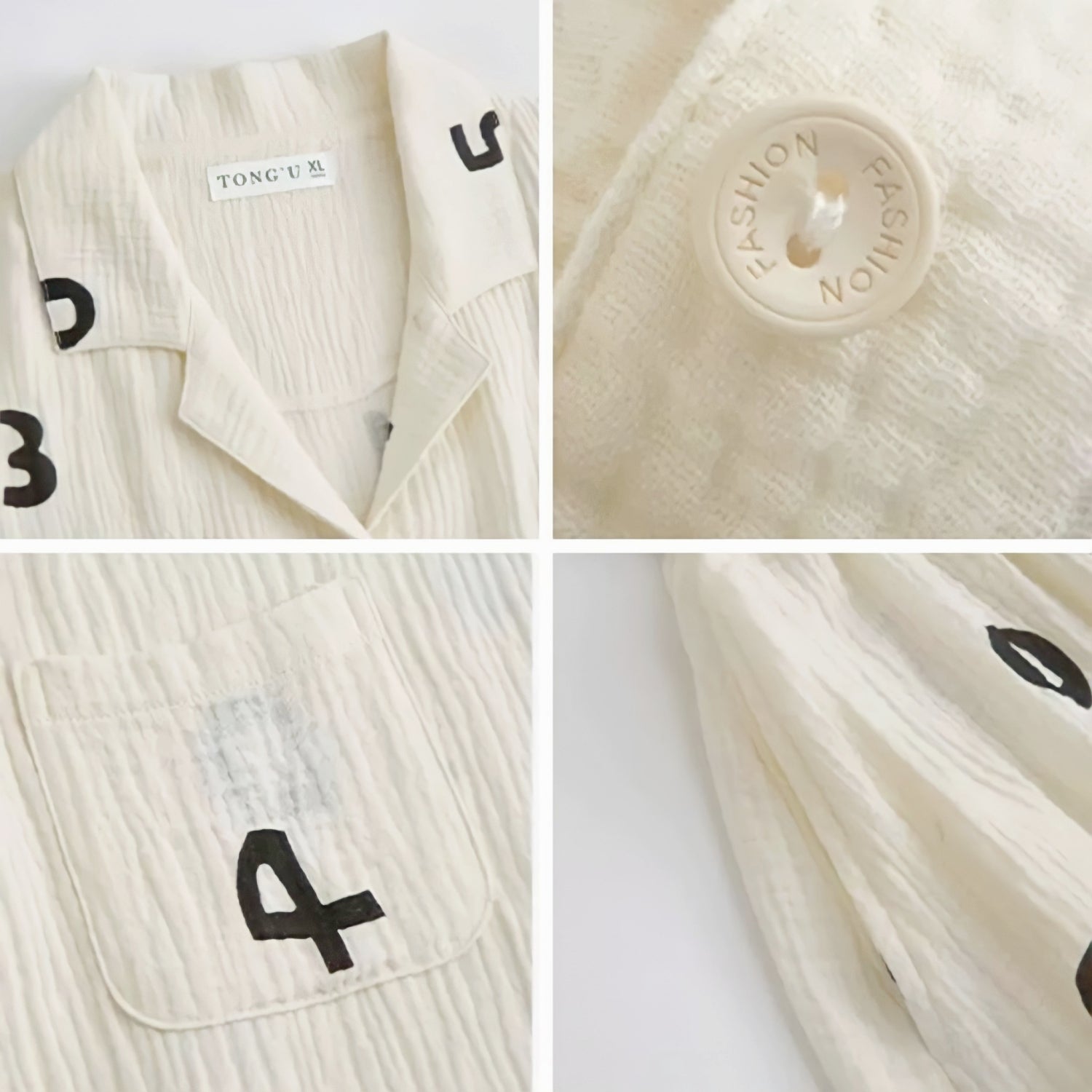 Number Print Cotton Gauze Pajamas 