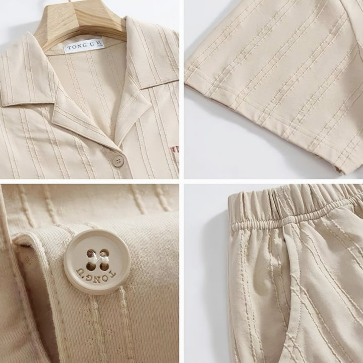 Cotton Stripe Natural Pajamas 
