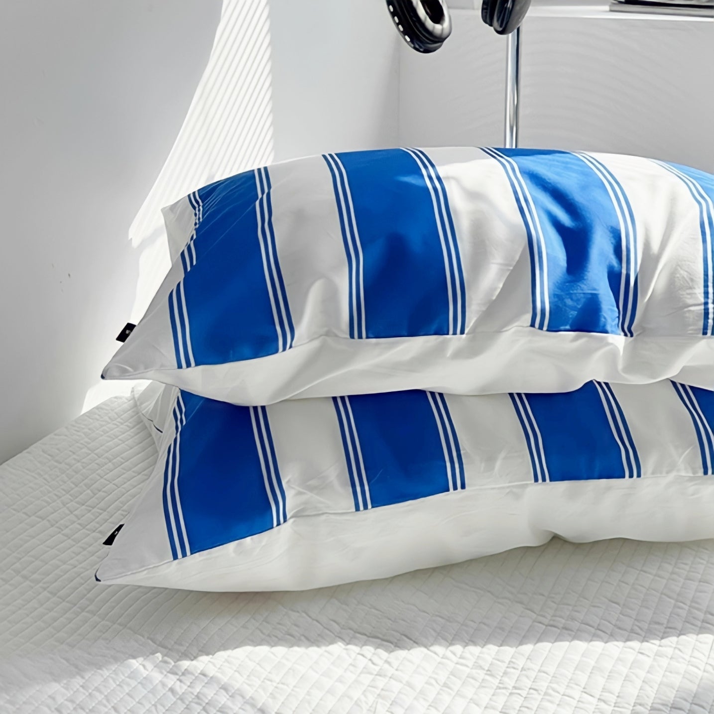 ホワイトブルーミックス枕カバー