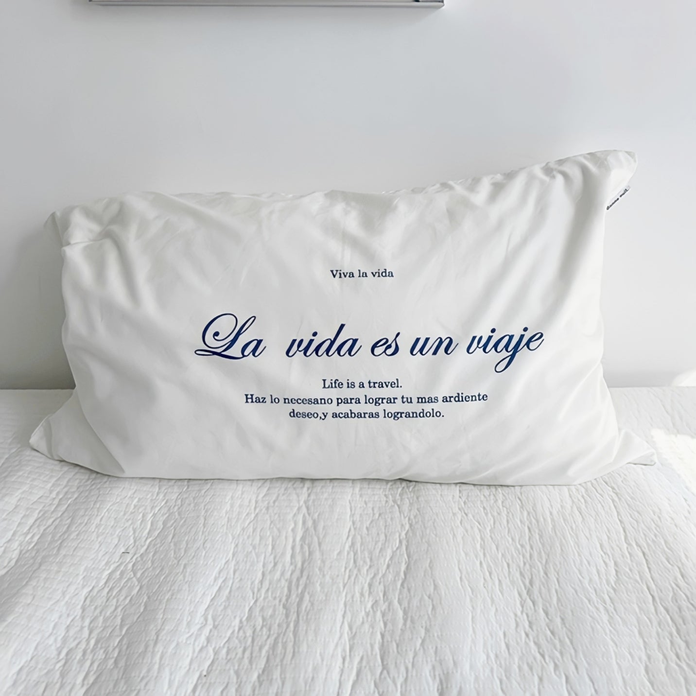 ホワイトブルーミックス枕カバー