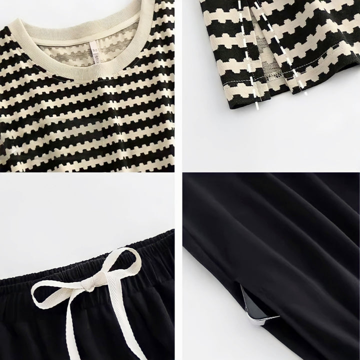 Wave border sleeveless loungewear 