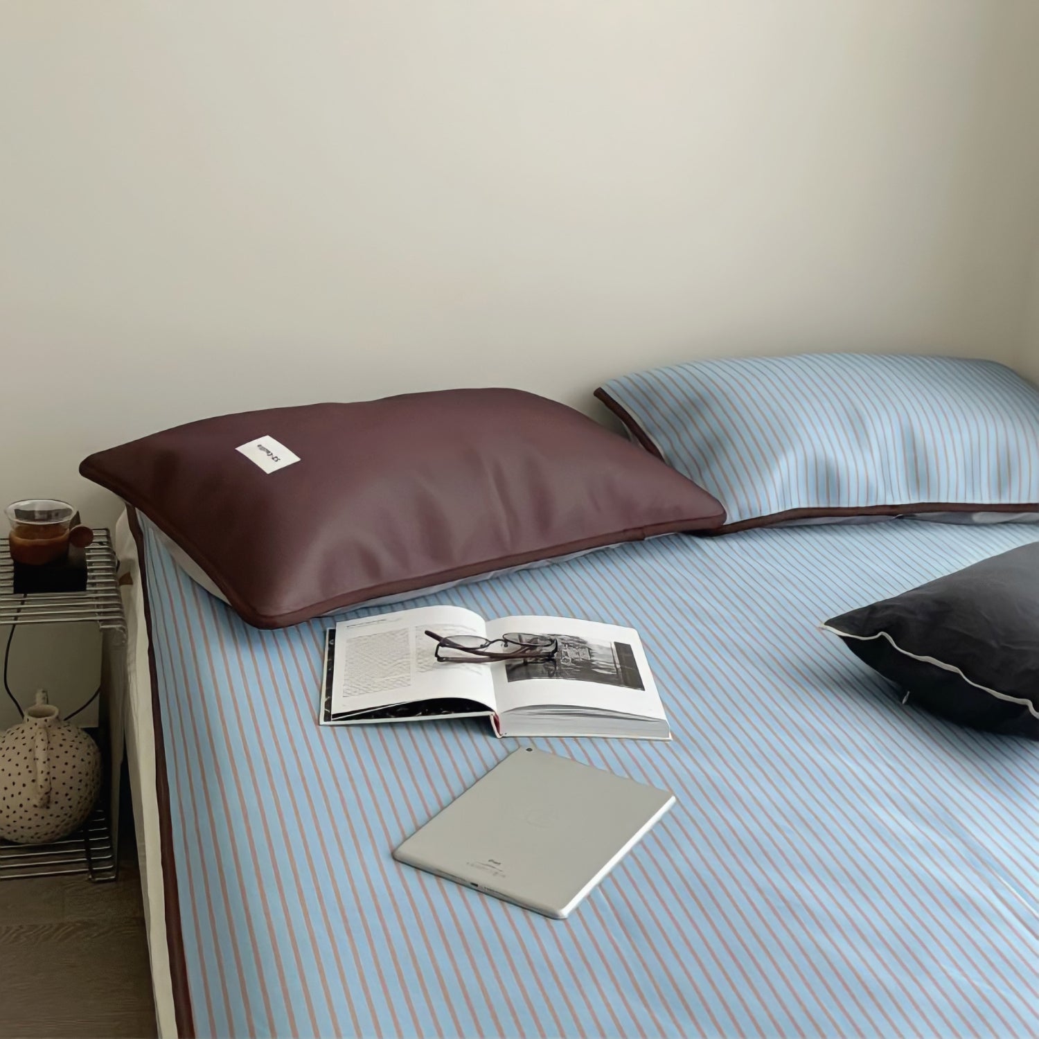 Soft Cool Ice Silk Stripe Mat Set 