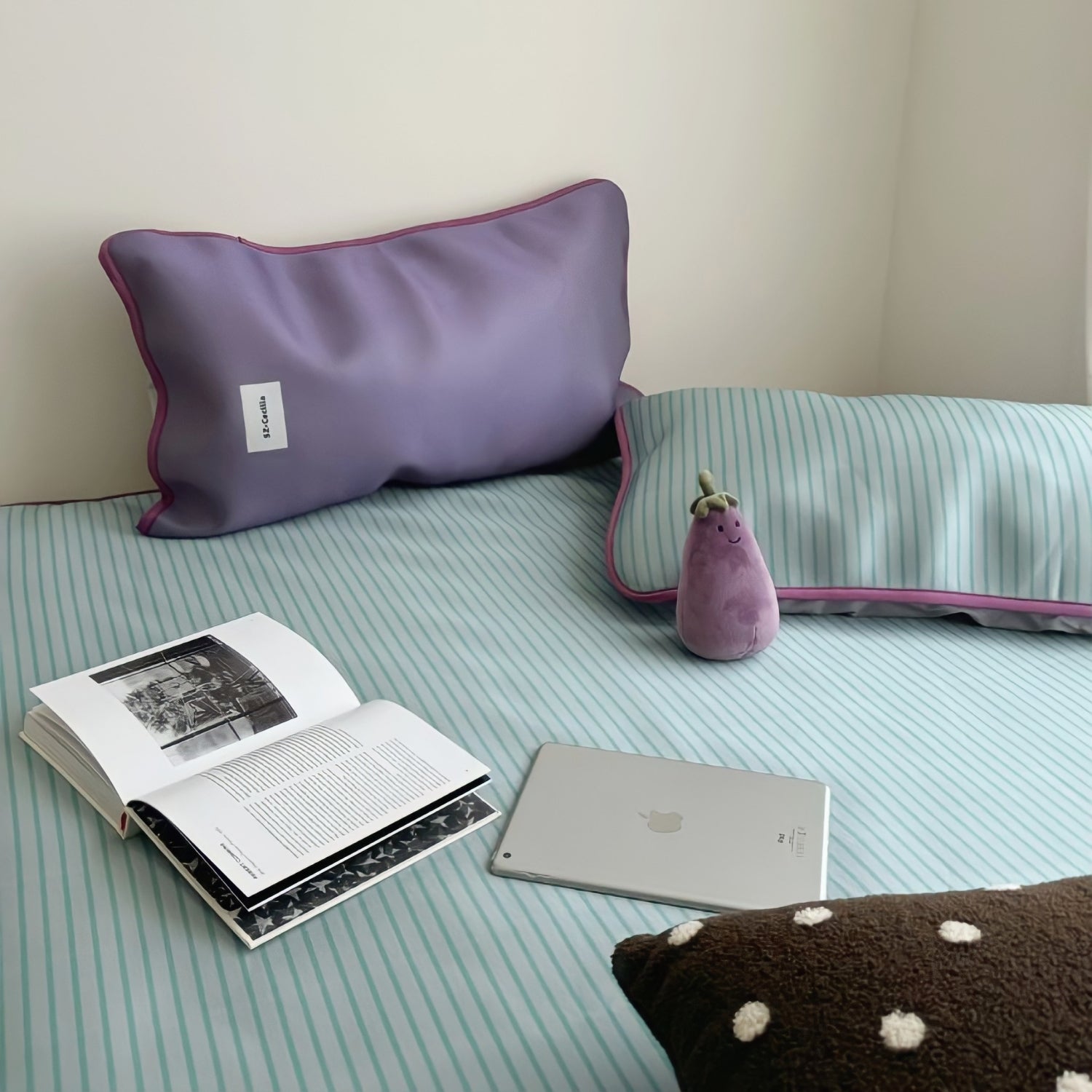 Soft Cool Ice Silk Stripe Mat Set 