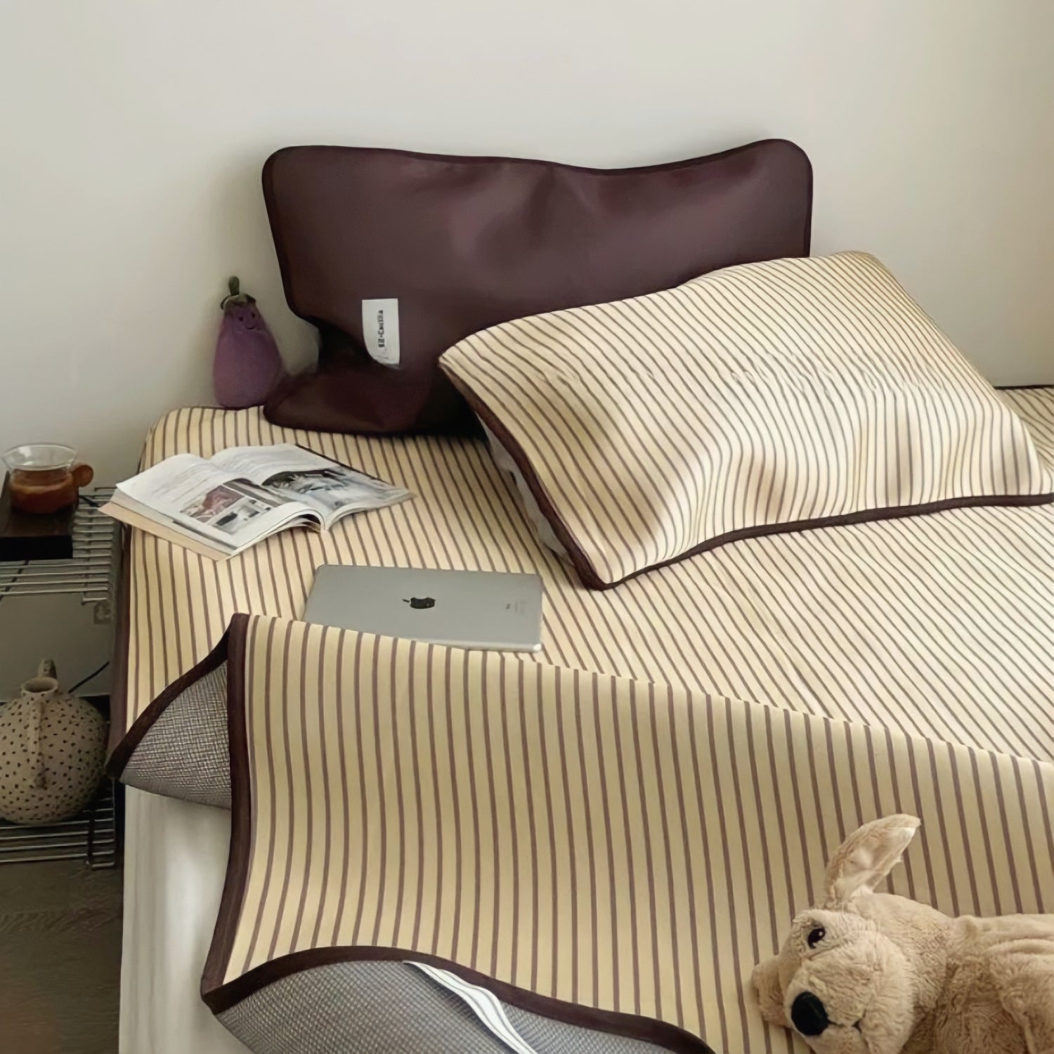 Soft Cool Ice Silk Stripe Mat Set 