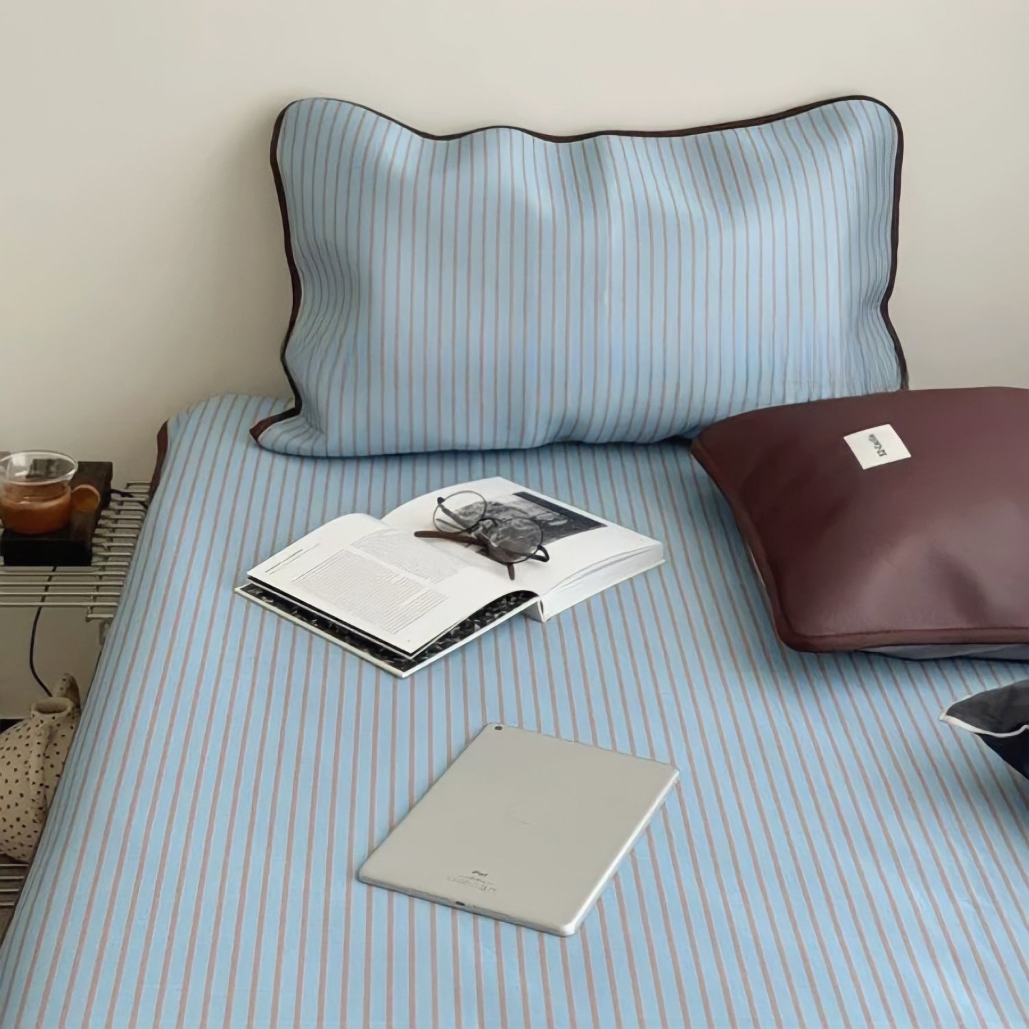 Soft Cool Ice Silk Stripe Mat Set 