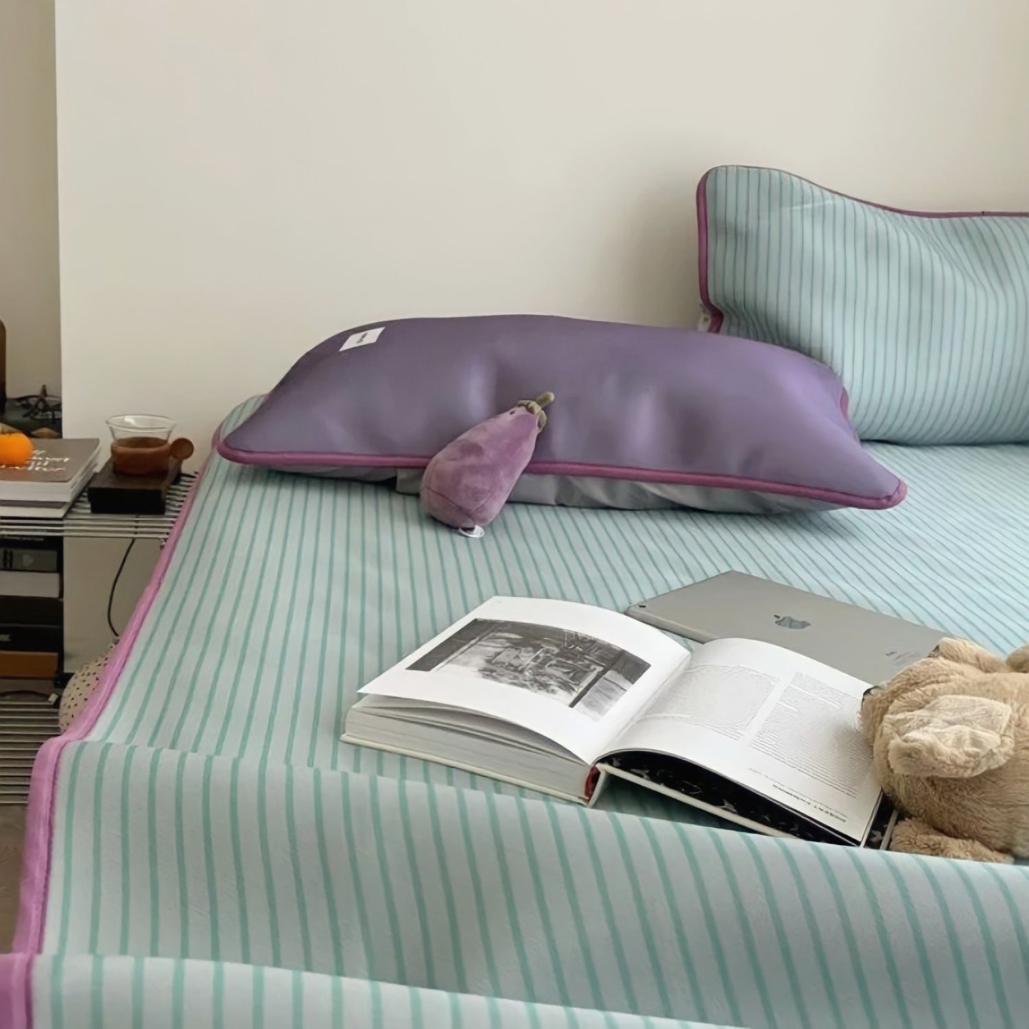 Soft Cool Ice Silk Stripe Mat Set 