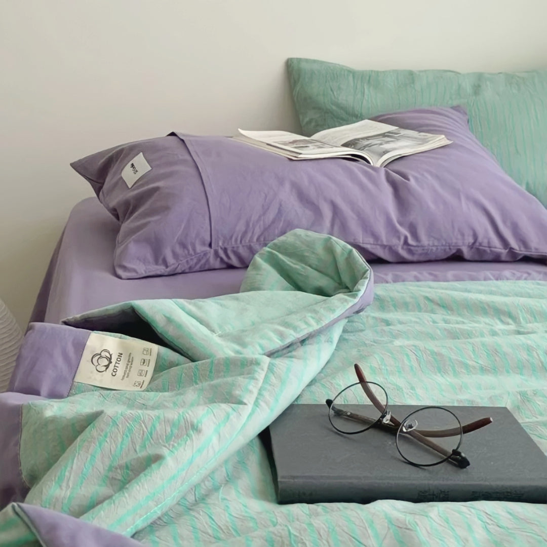 Striped Summer Cotton Quilt "Green"